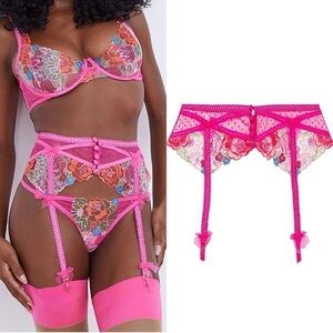 FOR LOVE & LEMONS Fuchsia/Hot Pink Luella Garter Belt